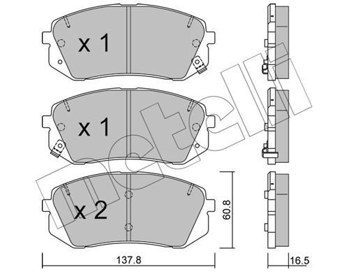 Комплект тормозных колодок, дисковый тормоз METELLI 2207830