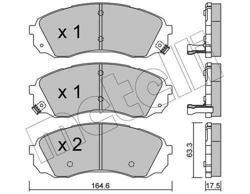 Комплект тормозных колодок, дисковый тормоз METELLI 2207850