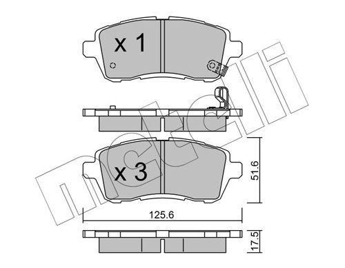 Комплект тормозных колодок, дисковый тормоз METELLI 2207930