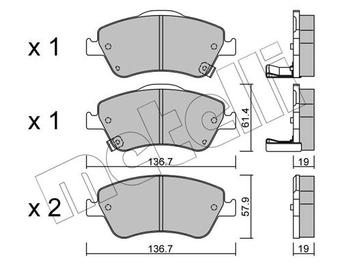 Комплект тормозных колодок, дисковый тормоз METELLI 2207940