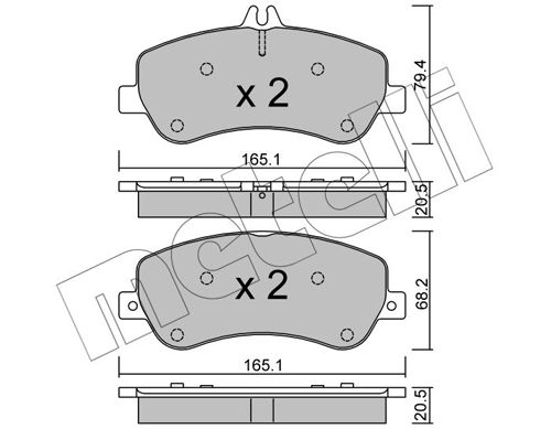 Комплект тормозных колодок, дисковый тормоз METELLI 2208250