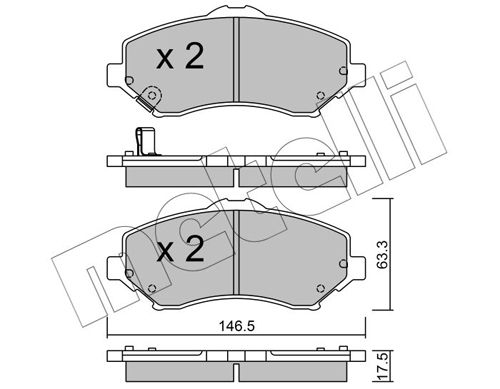 Комплект тормозных колодок, дисковый тормоз METELLI 2208620