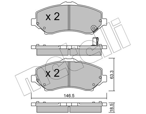 Комплект тормозных колодок, дисковый тормоз METELLI 2208621