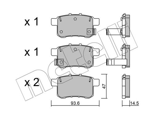 Комплект тормозных колодок, дисковый тормоз METELLI 2208680