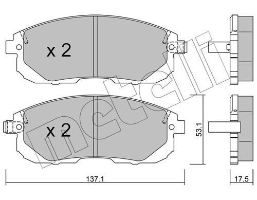 Комплект тормозных колодок, дисковый тормоз METELLI 2208761