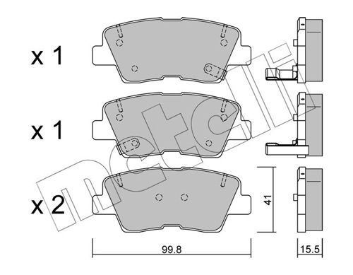Комплект тормозных колодок, дисковый тормоз METELLI 2208860