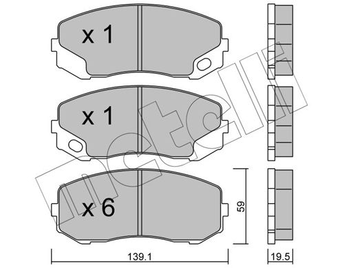 Комплект тормозных колодок, дисковый тормоз METELLI 2209100