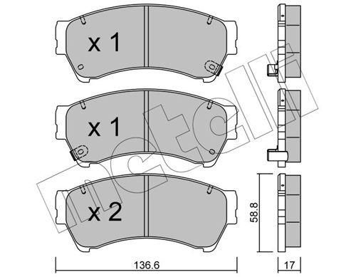 Комплект тормозных колодок, дисковый тормоз METELLI 2209240