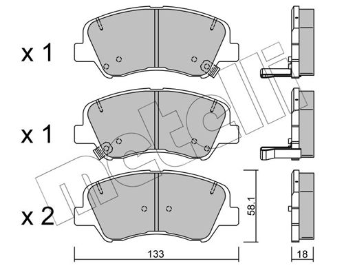 Комплект тормозных колодок, дисковый тормоз METELLI 2209430