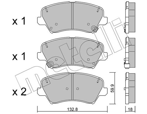 Комплект тормозных колодок, дисковый тормоз METELLI 2209440