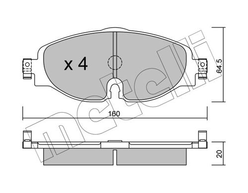 Комплект тормозных колодок, дисковый тормоз METELLI 2209500
