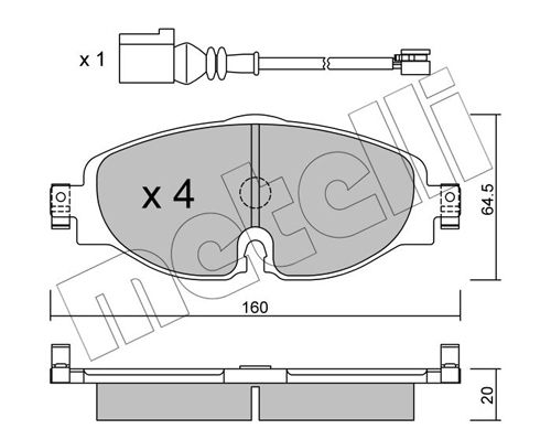Комплект тормозных колодок, дисковый тормоз METELLI 2209500K