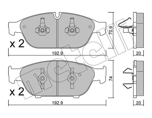 Комплект тормозных колодок, дисковый тормоз METELLI 2209530