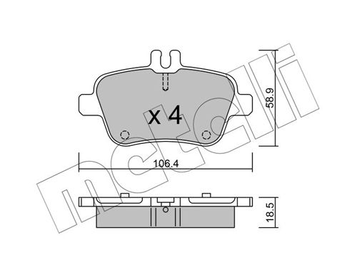Комплект тормозных колодок, дисковый тормоз METELLI 2209660