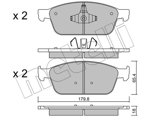Комплект тормозных колодок, дисковый тормоз METELLI 2209890