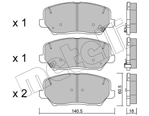 Комплект тормозных колодок, дисковый тормоз METELLI 2209970