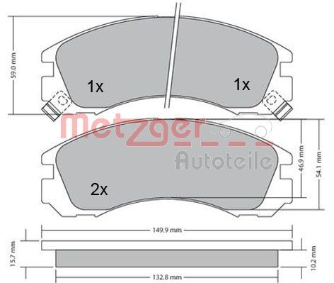 Комплект тормозных колодок, дисковый тормоз METZGER 1170135