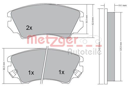 Комплект тормозных колодок, дисковый тормоз METZGER 1170221