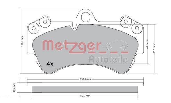 Комплект тормозных колодок, дисковый тормоз METZGER 1170242