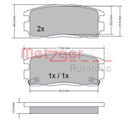 Комплект тормозных колодок, дисковый тормоз METZGER 1170256