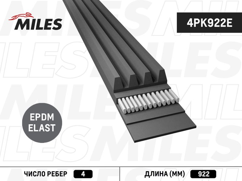 Поликлиновой ремень MILES 4PK922E