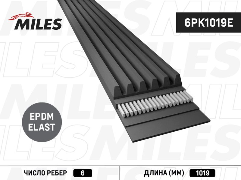 Поликлиновой ремень MILES 6PK1019E