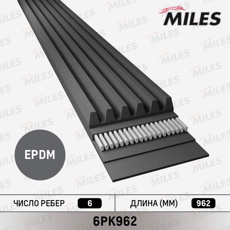Поликлиновой ремень MILES 6PK962