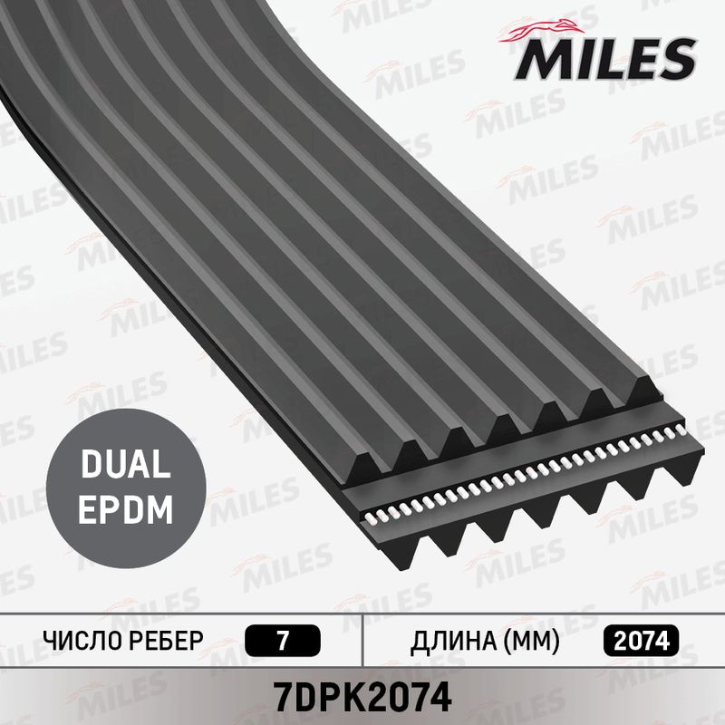 Поликлиновой ремень MILES 7DPK2074