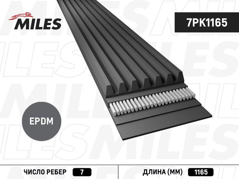 Поликлиновой ремень MILES 7PK1165