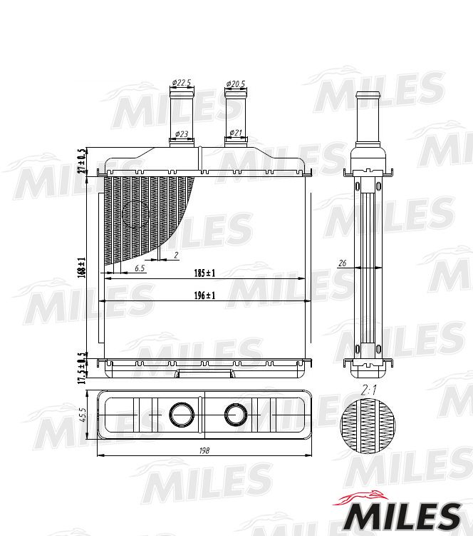 Теплообменник, отопление салона MILES ACHB013