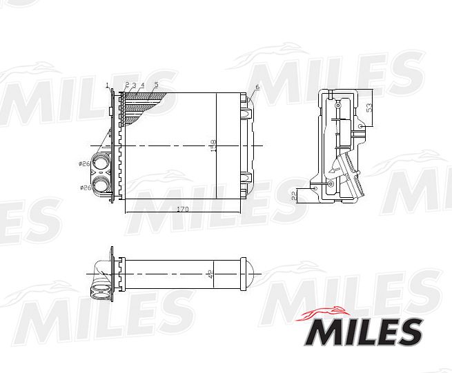Теплообменник, отопление салона MILES ACHM001