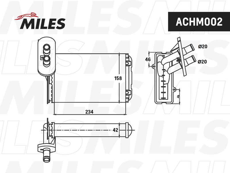 Теплообменник, отопление салона MILES ACHM002