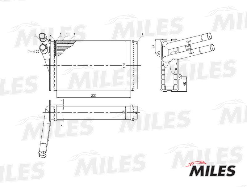 Теплообменник, отопление салона MILES ACHM003