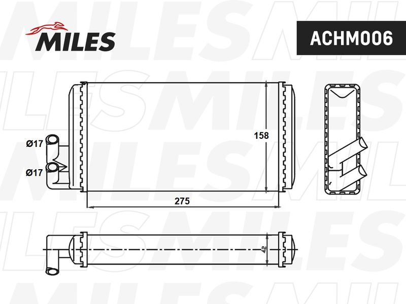 Теплообменник, отопление салона MILES ACHM006