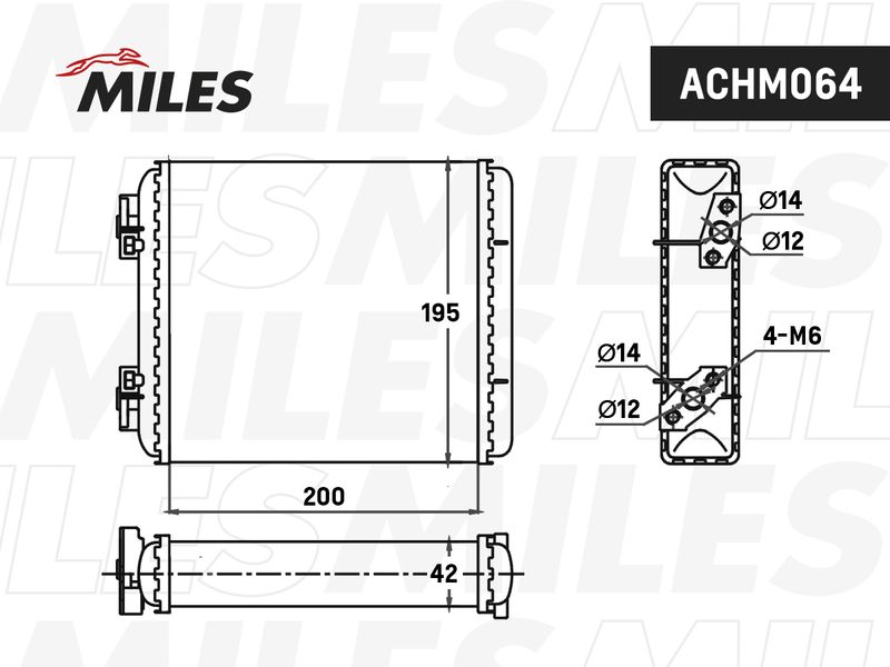Теплообменник, отопление салона MILES ACHM064