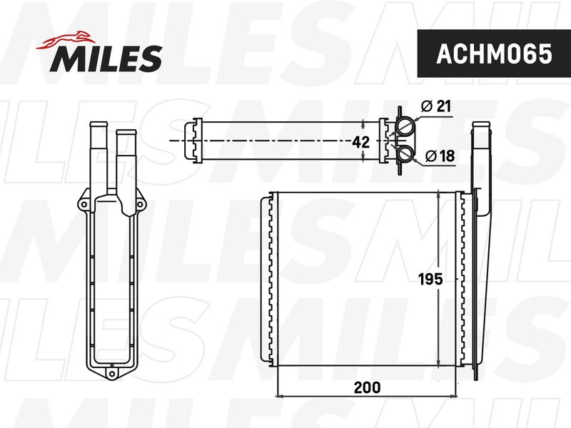 Теплообменник, отопление салона MILES ACHM065