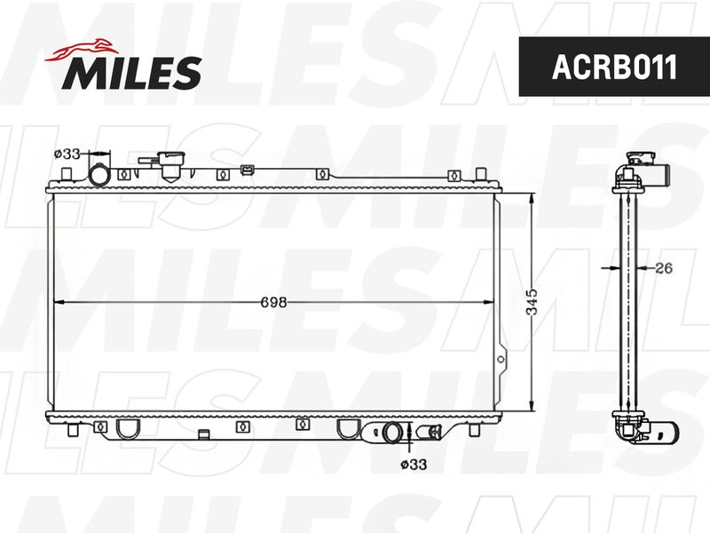 Радиатор, охлаждение двигателя MILES ACRB011