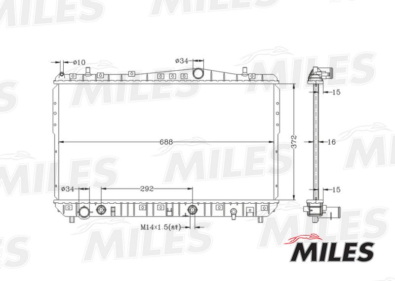 Радиатор, охлаждение двигателя MILES ACRB030