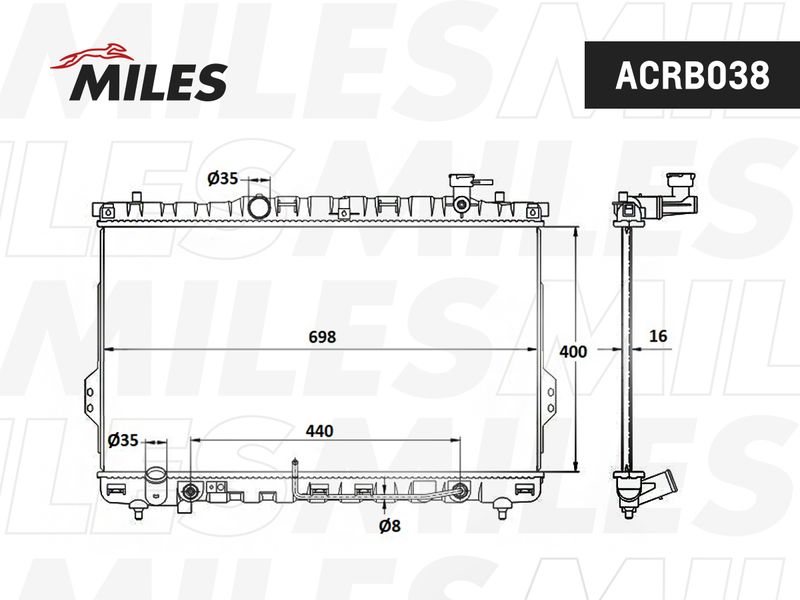 Радиатор, охлаждение двигателя MILES ACRB038