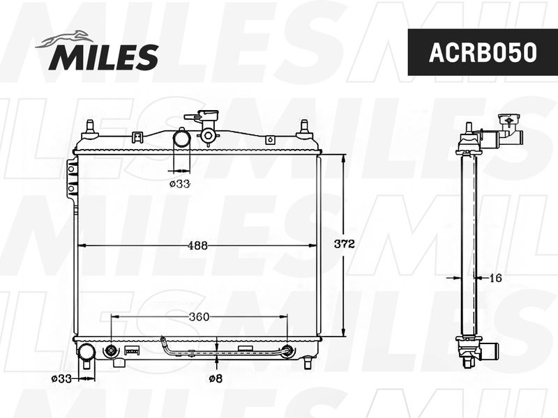 Радиатор, охлаждение двигателя MILES ACRB050