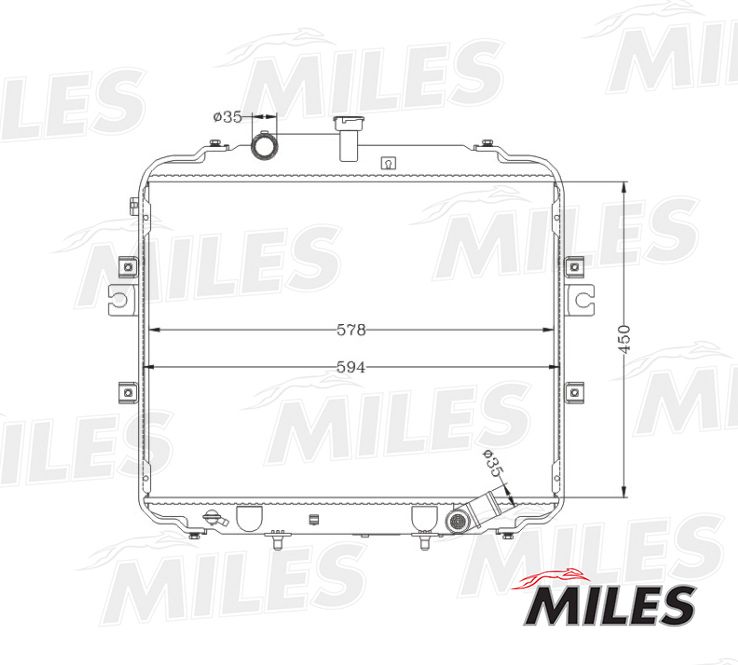 Радиатор, охлаждение двигателя MILES ACRB068