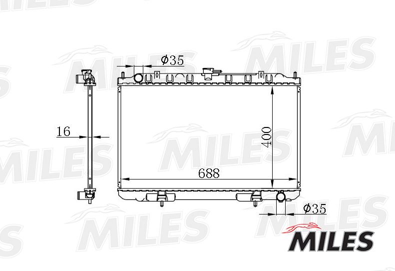 Радиатор, охлаждение двигателя MILES ACRB069