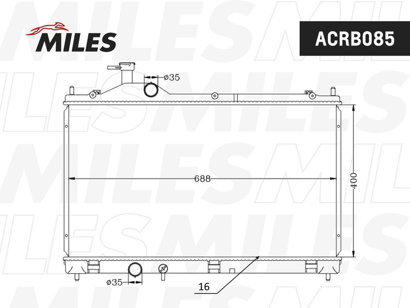 Радиатор, охлаждение двигателя MILES ACRB085