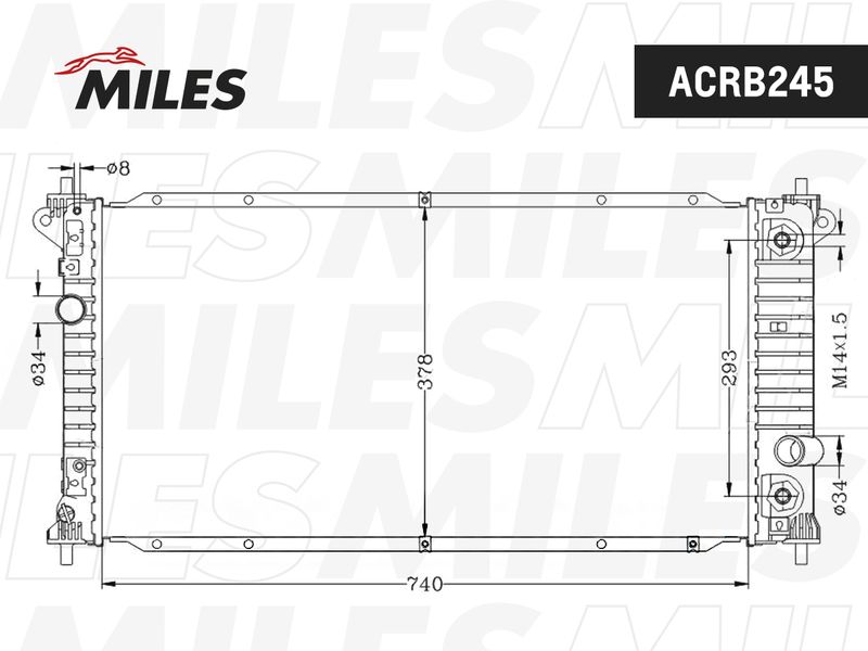 Радиатор, охлаждение двигателя MILES ACRB245