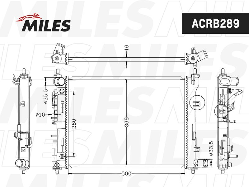 Радиатор, охлаждение двигателя MILES ACRB289