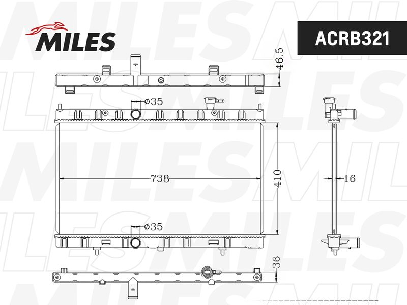 Радиатор, охлаждение двигателя MILES ACRB321