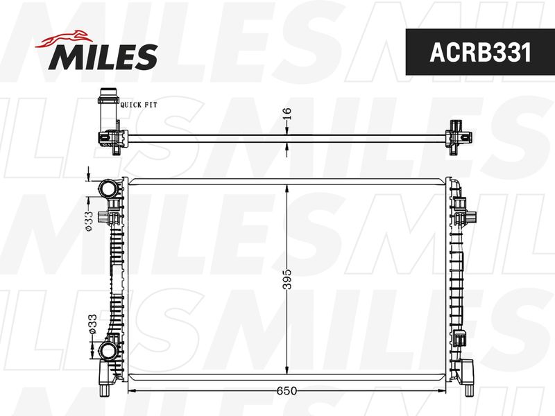 Радиатор, охлаждение двигателя MILES ACRB331