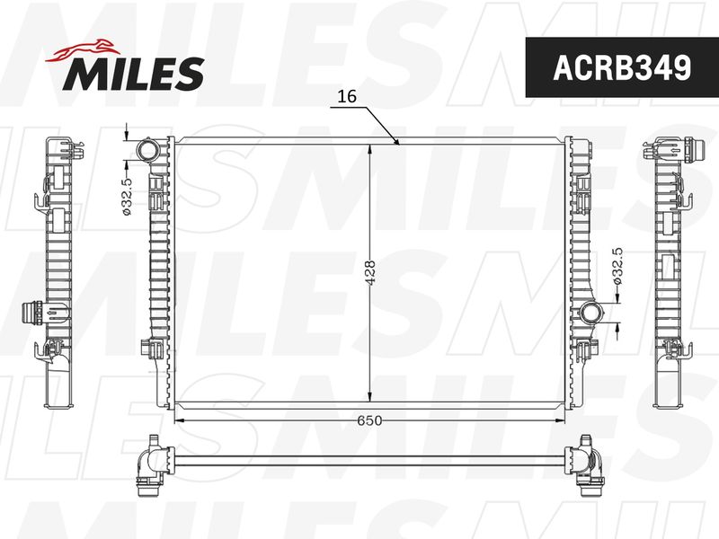 Радиатор, охлаждение двигателя MILES ACRB349