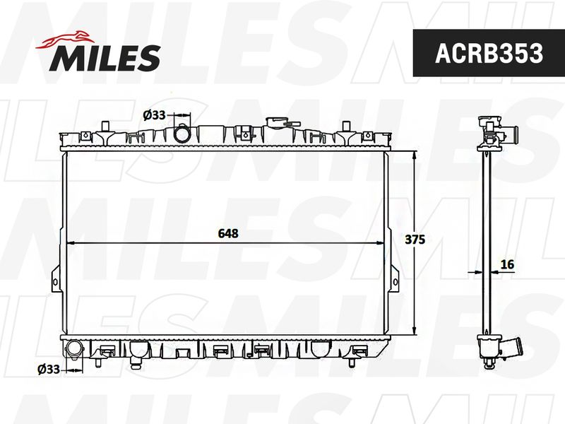 Радиатор, охлаждение двигателя MILES ACRB353