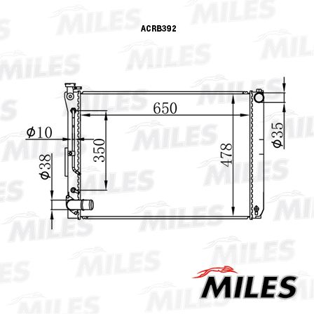Радиатор, охлаждение двигателя MILES ACRB392